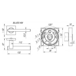 Ручка Fuaro (Фуаро) раздельная K.KM52.BLUES (BLUES KM) SN/CP-3 матовый никель/хром