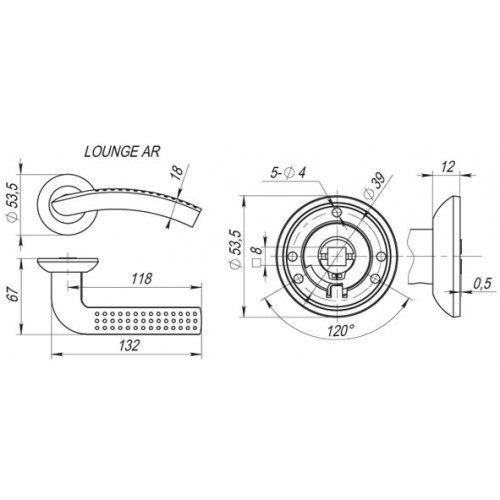 Ручка Fuaro (Фуаро) раздельная R.AR54.LOUNGE (LOUNGE AR) 130mm SG/GP-4 матовое золото/золото