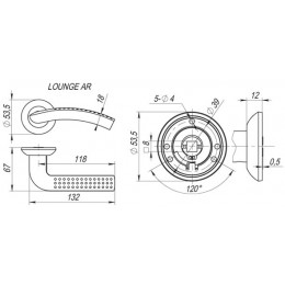 Ручка Fuaro (Фуаро) раздельная R.AR54.LOUNGE (LOUNGE AR) 130mm SN/CP-3 матовый никель/хром