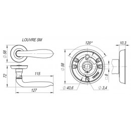 Ручка Fuaro (Фуаро) раздельная R.SM58.LOUVRE (LOUVRE SM) AS-3 античное серебро