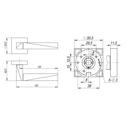 Ручка Fuaro (Фуаро) раздельная K.DM51.DIAMOND (DIAMOND DM) SN/CP-3 матовый никель/хром