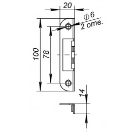 Ответная Fuaro (Фуаро) планка STRP.FIN068 для дверей с притвором к замкам 2018 и 2014 WC/S CP хром