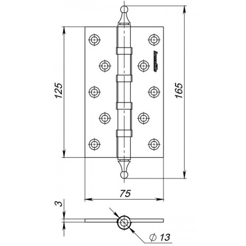 Петля Armadillo (Армадилло) универсальная IN5500UA PN (500-A5) 125х75х3 перл. никель Box