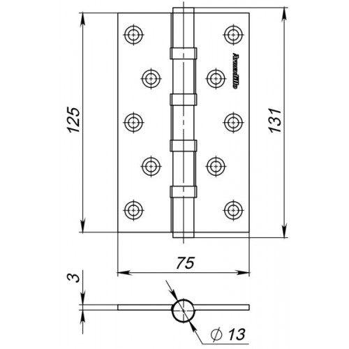 Петля Armadillo (Армадилло) универсальная IN5500UC AB (500-C5) 125х75х3 бронза Box