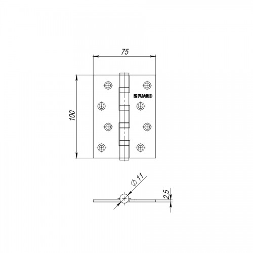 Петля Fuaro (Фуаро) универсальная IN4400U CP (4BB 100x75x2,5) хром