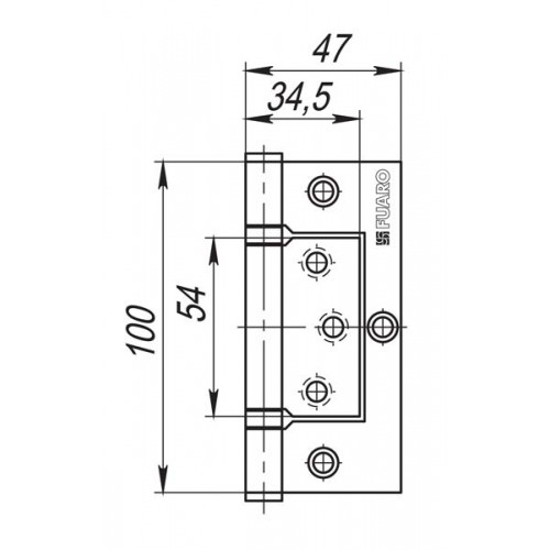 Петля Fuaro (Фуаро) универсальная без врезки IN4300W PB (300-2BB 100x2,5) латунь