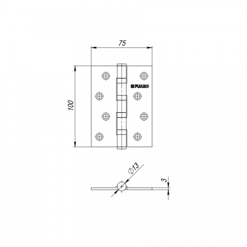 Петля Fuaro (Фуаро) универсальная IN6400U PB (4BB 150x95x3) латунь