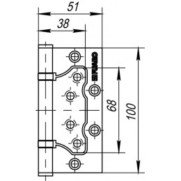 Петля Fuaro (Фуаро) универсальная без врезки IN4500W-BL PB (500-2BB/BL 100x2,5) латунь БЛИСТЕР