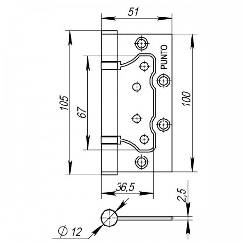 Петля Punto (Пунто) универсальная без врезки IN4200W AB (200-2B 100x2,5) бронза