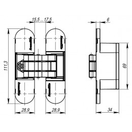 Петля Armadillo (Армадилло) скрытой установки U3D6000 BL (11160UN3D) черный