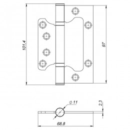Петля Ajax (Аякс) универсальная без врезки IN4000W SN (100/P-2B 100x2,3) мат.никель