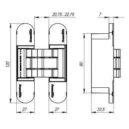 Петля Armadillo (Армадилло) скрытой установки U3D7000 BL (12060UN3D) черный TECH