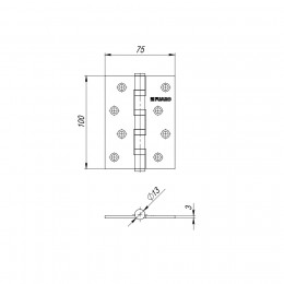 Петля Fuaro (Фуаро) из нержавейки универсальная IN4400U-R10 INOX (4BB-R10 102х76х3)
