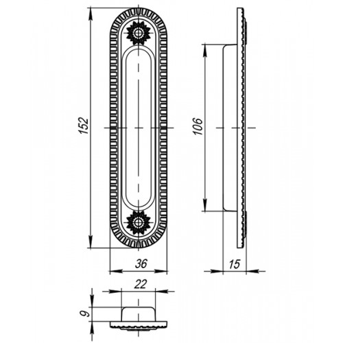 Ручка Armadillo (Армадилло) для раздвижных дверей SH.CL152.010 (SH010/CL) OB-13 античная бронза