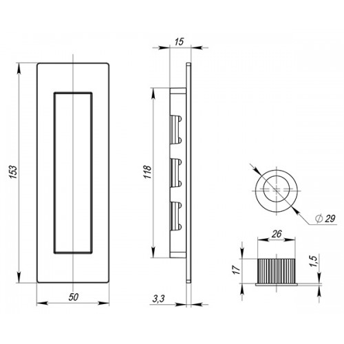 Ручка Armadillo (Армадилло) для раздвижных дверей SH.URB153.010 (SH010 URB) BB-17 коричневая бронза