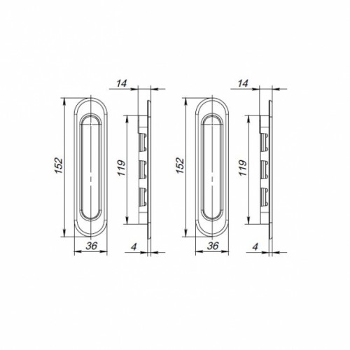 Ручка Punto (Пунто) для раздвижных дверей SH.SL152.010 (Soft LINE SL-010) АВ бронза