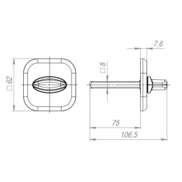 Ручка Fuaro (Фуаро) поворотная BKW8x75.K.XL62 (BKW8x75 XL) CP-8 хром