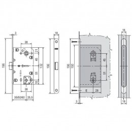 Защелка врезная WC (латунь) MEDIANA EV. (инд.упак+B01000.13) B01102.50.03.567 AGB