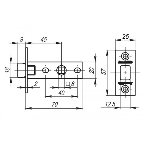 Защелка Armadillo врезная LH 120-45-25 GP Золото BOX /прям/