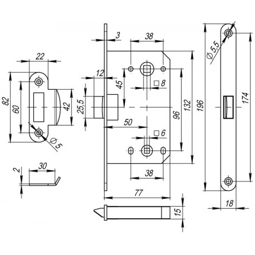 Защелка Fuaro PLASTP96WC-50 (P96WC-50) CP хром