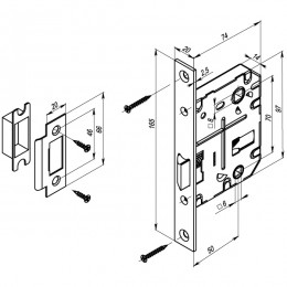 Защелка Punto врезная METL72-50 ( L72-50) GR графит