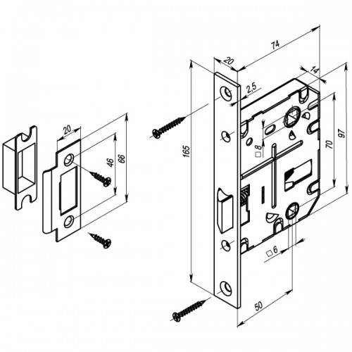 Защелка Punto врезная METL72-50 ( L72-50) GR графит