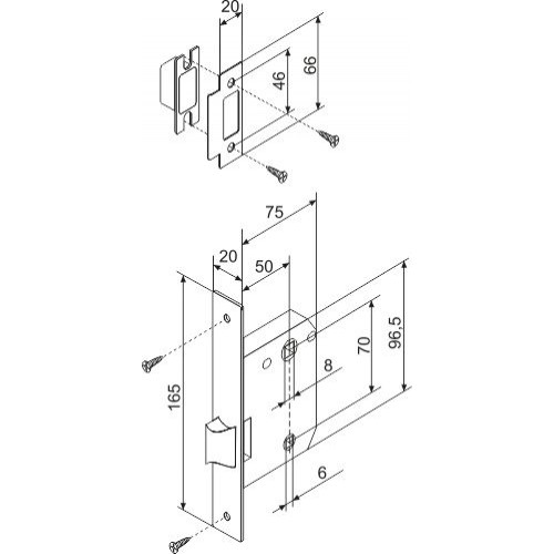 Защелка Fuaro врезная METF72-50 (F72-50) GR графит