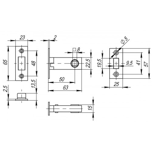 Защелка Fuaro врезная MAGNM12-50-25 (M12-50-25) GR графит