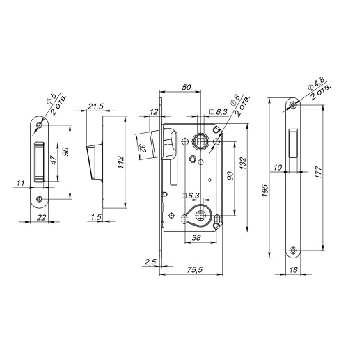 Защелка Fuaro врезная MAGN5300-M-WС (5300-M-WC) WH белый