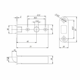 Защелка Punto PLASTPL45-R20 (PL45-R20) (врезная) SN мат. никель упаковка