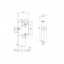 Защелка Punto PLASTPL70X-R20 (PL70X-R20 SN) (врезная) SN мат. никель упаковка