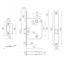 Защелка Fuaro врезная PLASTP72-50 (P72-50) BL черный