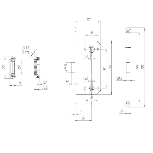 Защелка Fuaro врезная MAGNM96WC-50 (M96WC-50) CP хром