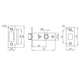 Защелка Ajax врезная PLASTLP45-8 (LP45-8) BL черный