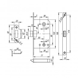 Защелка Fuaro PLASTP96WC-50 (P96WC-50) SSC сатин.хром